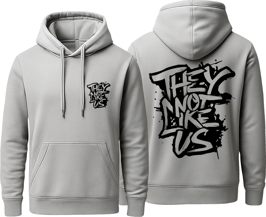 Ash grey hoodie printed they not like us